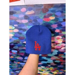 HitWear Los Angeles Dodgers Beanie Hat Royal Blue Red Embroidered LA Logo Mens